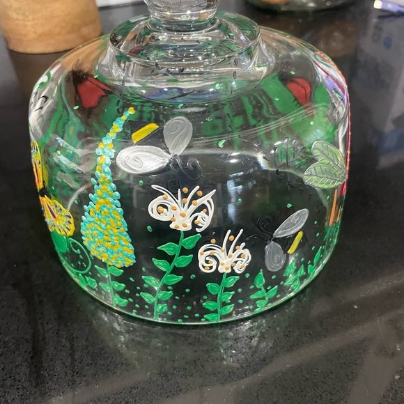 Hand-Painted Glass Cloche with Butterfly and Ladybug Accents - Picture 3 of 7